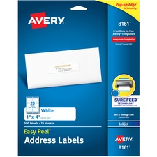 Avery 08161 Averyreg; Easy Peel White Inkjet Mailing Labels - Permanen