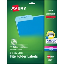 Avery 05029 Averyreg; Clear Top Tab Filing Labels - Permanent Adhesive