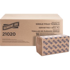 Genuine GJO 21020 Joe Single-fold Value Paper Towels - 1 Ply - 10.25 X