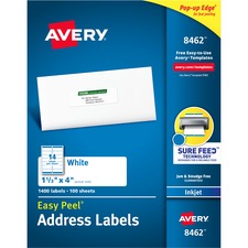 Avery 08462 Averyreg; Easy Peel White Inkjet Mailing Labels - Permanen