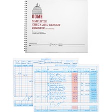 Dome DOM 210 Dome Check And Deposit Register - 50 Sheet(s) - Wire Boun