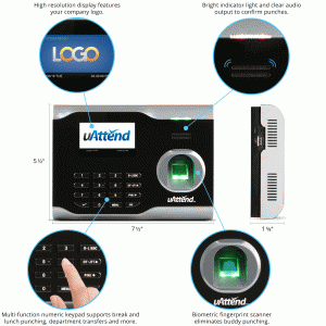 Workwell WKWBN6500 Uattend Bn6500 Time Clock - Biometric - 5000 Employ