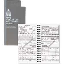 Dome DOM 750 Dome Auto Mileage  Expense Record Book - 160 Sheet(s) - W