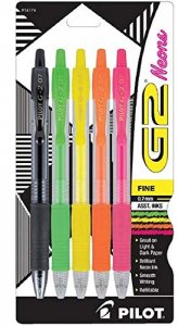 Pilot PIL14174 Pen,g2,neon,7mm,5pk,ast