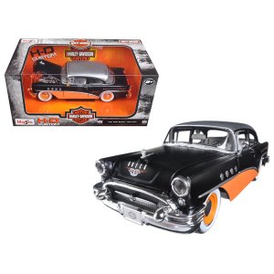 Maisto 32197bk-or 1955 Buick Century Harley Davidson Black And Orange 