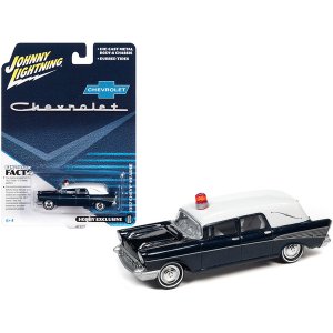 Johnny JLSP131 1957 Chevrolet Hearse Metisse Blue Metallic With White 