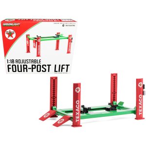 Greenlight 13590 Adjustable Four Post Lift Texaco For 118 Scale Diecas