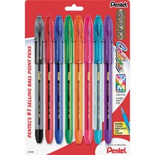 Pentel PEN BK91CRBP8M R.s.v.p. Multi Pack Stick Ballpoint Pens - Mediu