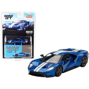 True MGT00249 Ford Gt Liquid Blue Metallic With White Racing Stripes L