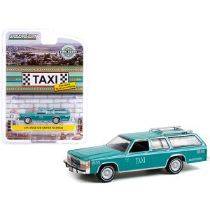 Greenlight 30225 1991 Ford Ltd Crown Victoria Wagon Taxi Teal With Whi