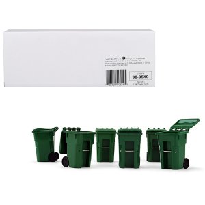 First 90-0519 Set Of 6 Green Garbage Trash Bin Containers Replica 134 