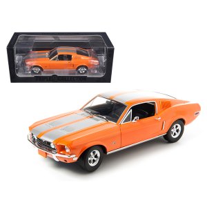 Greenlight 50830 1968 Ford Mustang Gt Fastback Orange With Silver Stri