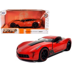 Jada 32918 2009 Chevrolet Corvette Stingray Concept Red With Black Str