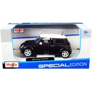 Maisto 31219mtbk Mini Cooper Matt Black With White Top 124 Diecast Mod