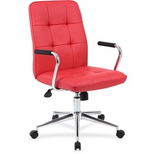 Norstar BOP B331RD Boss Modern Office Chair With Chrome Arms - Red Vin