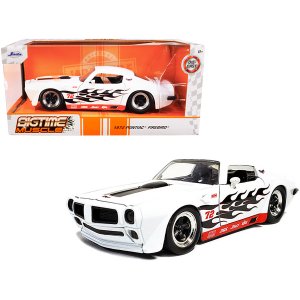 Jada 32707 1972 Pontiac Firebird 72 White With Black Flames Bigtime Mu