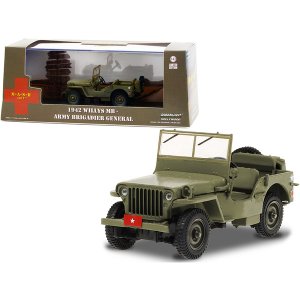 Greenlight 86593 1942 Willys Mb Army Green Army Brigadier General Mash