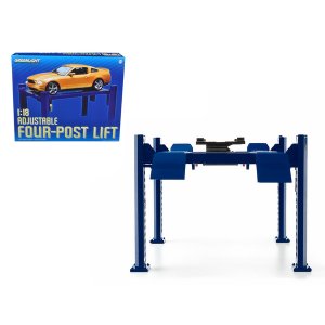 Greenlight 12884 Adjustable Four Post Lift Blue For 118 Scale Diecast 