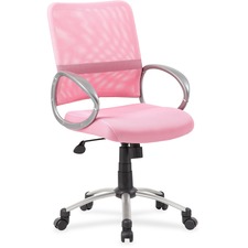 Norstar BOP B6416PK Boss Mesh Back Chair - Pink Mesh Seat - Chrome, Bl