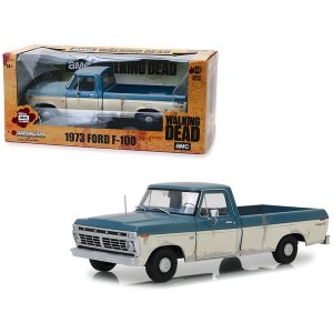 Greenlight 12956 1973 Ford F-100 Ranger Xlt Pickup Truck Blue And Crea