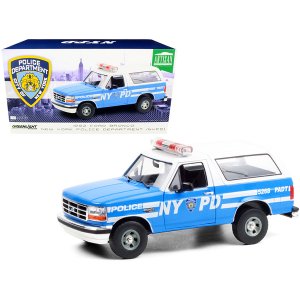 Greenlight 19087 1992 Ford Bronco Police Car Light Blue And White New 