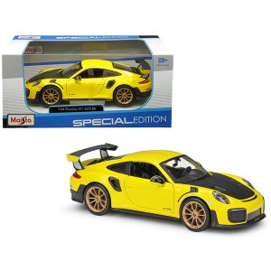 Maisto 31523y Porsche 911 Gt2 Rs Yellow With Carbon Hood And Gold Whee