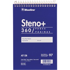 Dominion RED AT12B Blueline White Paper Wirebound Steno Pad - 350 Shee