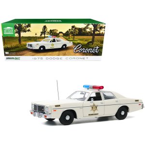 Greenlight 19092 1975 Dodge Coronet Cream Hazzard County Sheriff 118 D