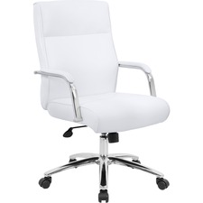 Norstar BOP B696CWT Boss Conf Chair, White - White - 1 Each