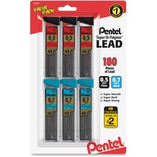 Pentel PEN C257BPHB6 Super Hi-polymer Lead Refills Value Pack - 0.5 Mm