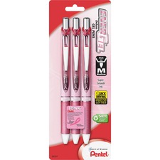 Pentel PEN BL77PBP3ABC Energel Pink Bca Ribbon Rtx Liquid Gel Pens - M