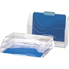 Officemate OIC 22904 Oic Clear Wave 2-way Desktop Organizer - 3 Compar