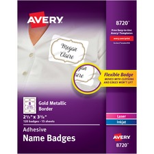 Avery 08720 Averyreg; Self-adhesive Removable Name Tag Labels With Gol