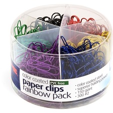 Officemate OIC 97227 Oic Coated Paper Clips Tub - 450  Pack - Assorted