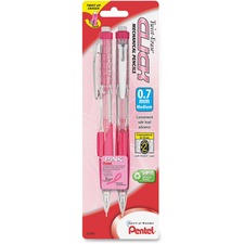 Pentel PEN PD277TBP2PBC Twist Erase Pink Click Mechanical Pencils - 2 