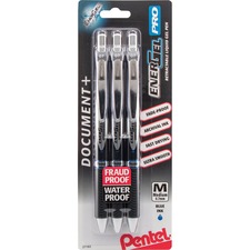 Pentel PEN BLP77BP3C Energel Pro Retractable Liquid Gel Ink Pens - Med