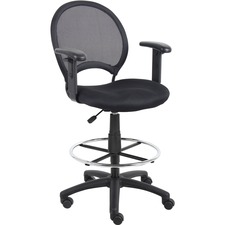 Norstar BOP B16216 Boss B16216 Drafting Chair - Black Mesh Seat - Blac