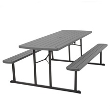 Dorel CSC 87902DGR1E Cosco Folding Picnic Table - Taupe Top X 72 Table