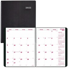 Dominion RED CB1262VBLK Brownline Duraflex 14-month Monthly Planner - 