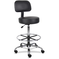 Norstar BOP B16245BK Boss Drafting Stool - Black Vinyl Seat - Black Ba