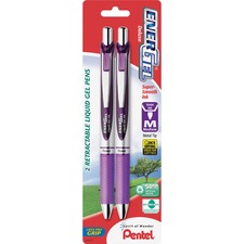 Pentel PEN BL77BP2V Energel Pearl Retractable Liquid Gel Pens - Medium