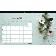 Dominion RED C195112 Blueline Romantic Floral Desk Pad Calendar - Juli