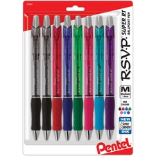 Pentel PEN BX480BP8M R.s.v.p. Super Rt Retractable Ballpoint Pen - 1 M