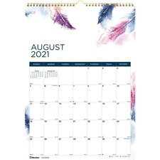 Dominion RED CA173127 Blueline Boho Academic Wall Calendar - Academic 