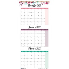 Dominion RED C171129 Blueline 3-month Colorful Wall Calendar - Profess