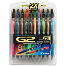 Pilot PIL 31294 G2 20-pack Retractable Gel Ink Pens - Fine Pen Point -