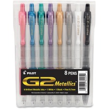 Pilot PIL 34405 G2 Metallics .7mm Point Ink Pens - Fine Pen Point - 0.