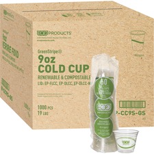 Ecoproducts ECO EPCC9SGSPCT Eco-products Greenstripe Cold Cups - 9 Fl 