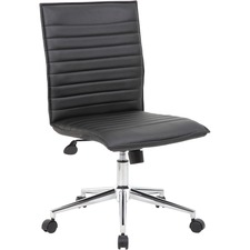 Norstar BOP B9534CBK Boss Black Vinyl Armless Hospitality Chair - Blac