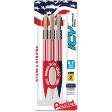 Pentel PEN AL27USABP3M Stars  Stripes Mechanical Pencil - 2 Lead - 0.7